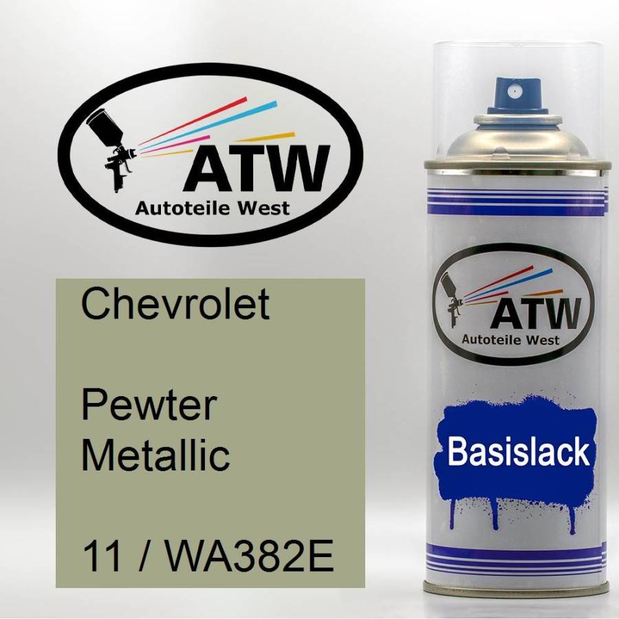 Chevrolet, Pewter Metallic, 11 / WA382E: 400ml Sprühdose, von ATW Autoteile West.